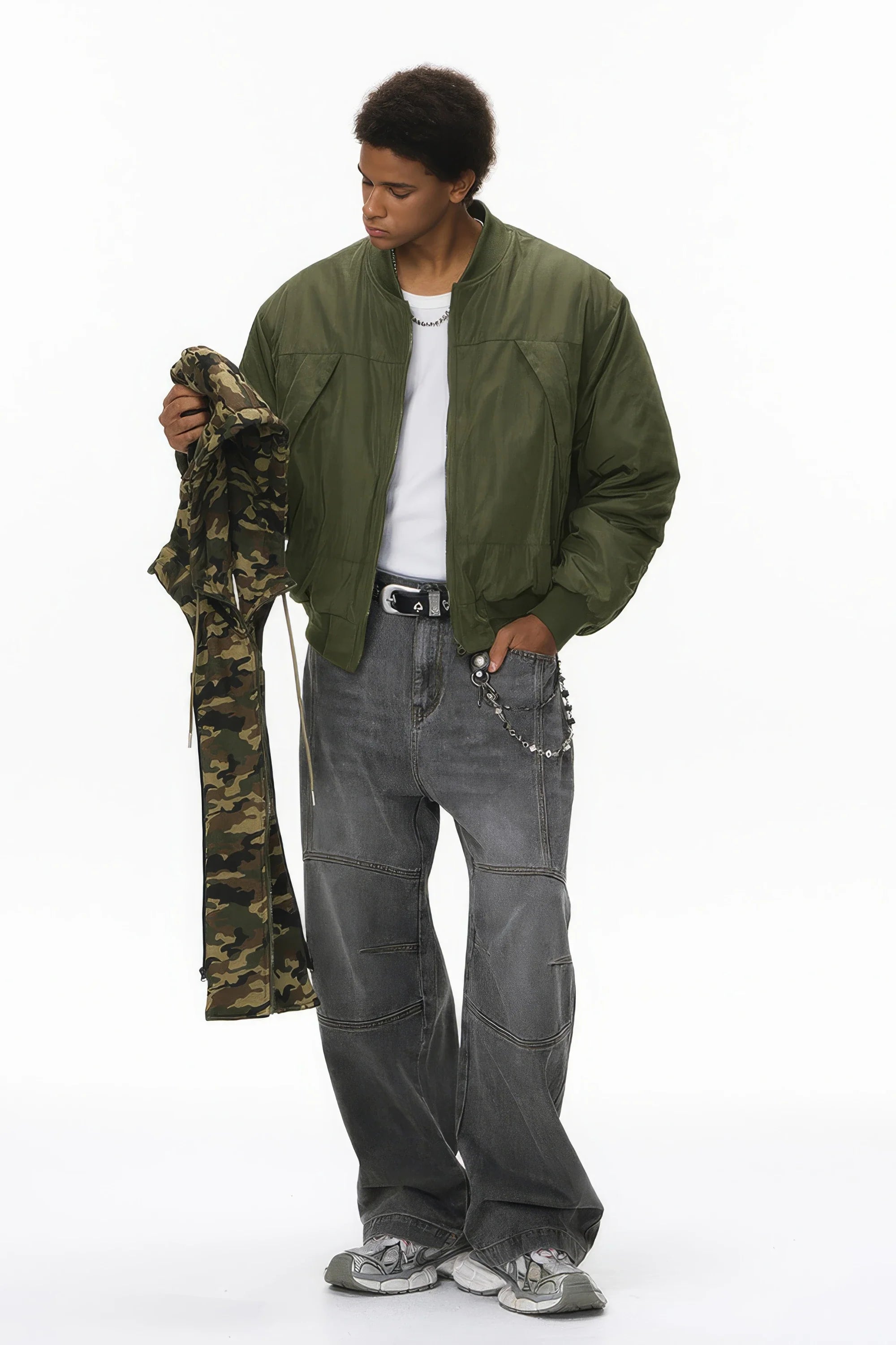 Unisex Detachable Layered Baseball Hoodie Jacket