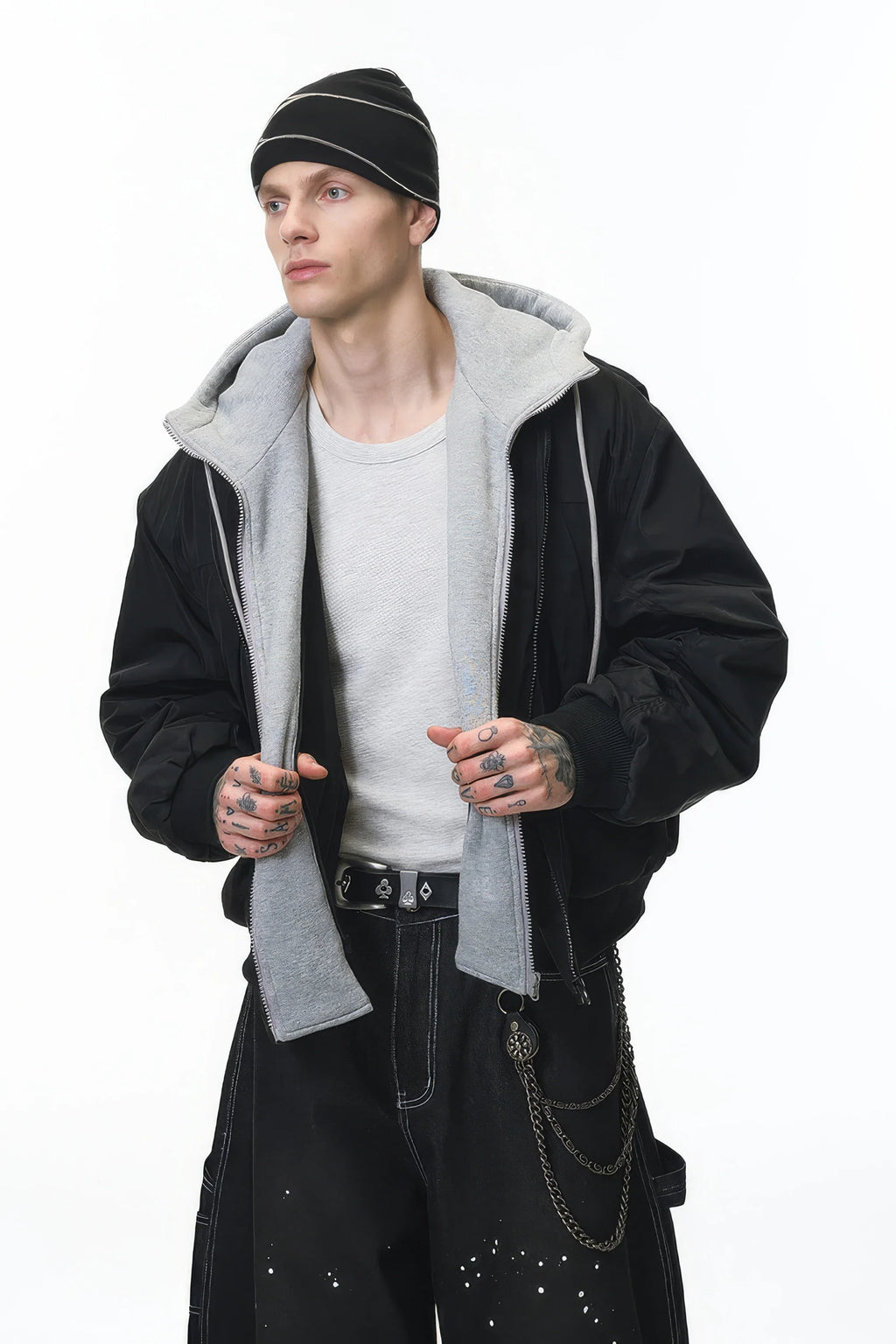 Unisex Detachable Layered Baseball Hoodie Jacket