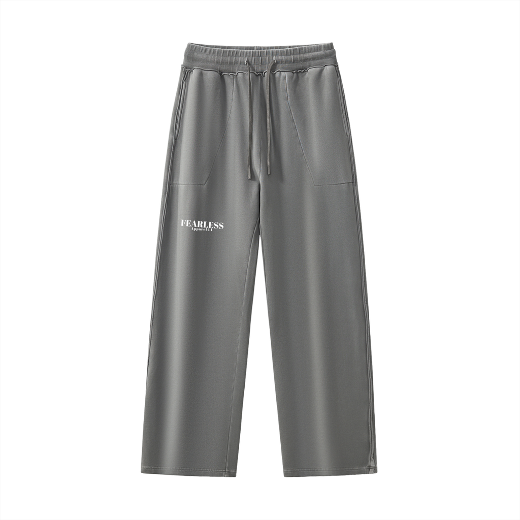 Fearless Apparel Raw-Seam Enzyme Washed Sweatpants – 100% Cotton Heavyweight Streetwear